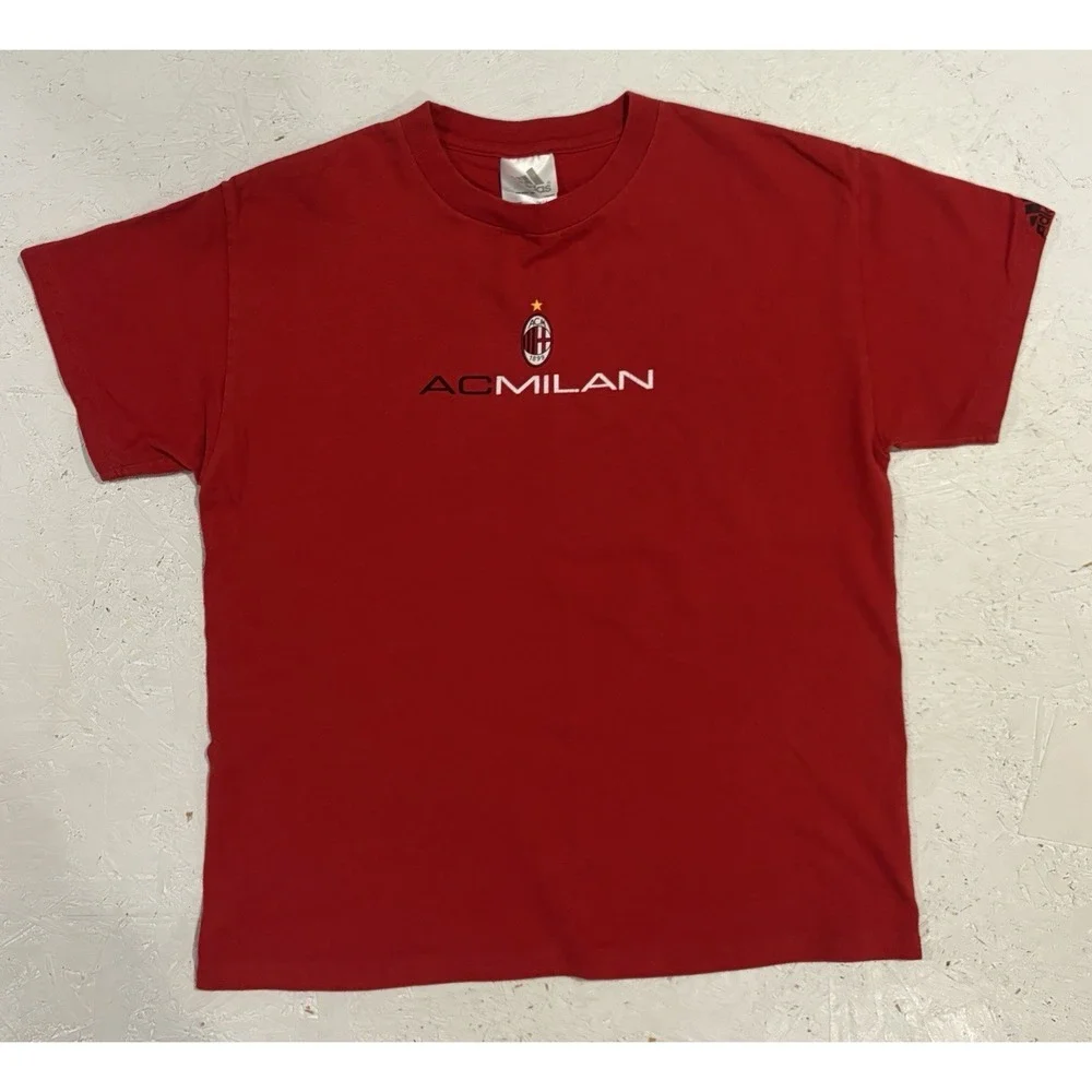 AC MILAN Adidas Vintage T Shirt Men S Red‎ Soccer Italian Futbol Sports Logo